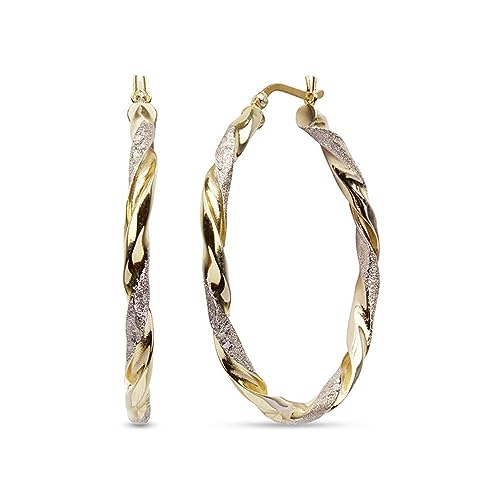 Image of Amazon Brand - Nora Nico 925 Sterling Silver BIS Hallmarked Italian Design Jewelry Click-Top Hoop Earrings for Women