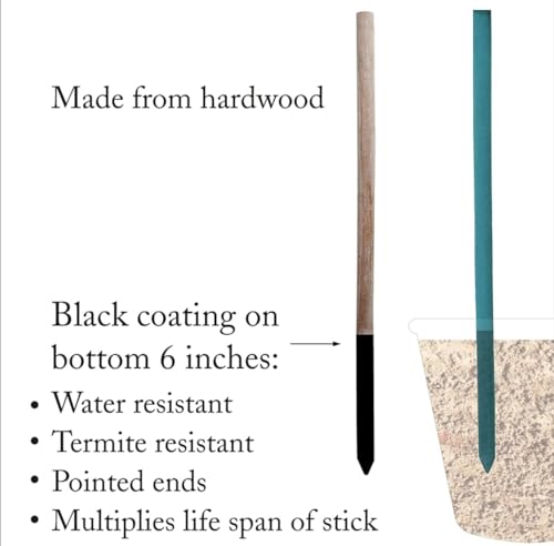 Image of BLOOMAX Hardwood Plant Support Sticks, Lengths-3 ft, Pack of-12 pcs- with Free Twist Ties (12 Sticks 3 Ft(L-90 CM, Dia-10 mm))