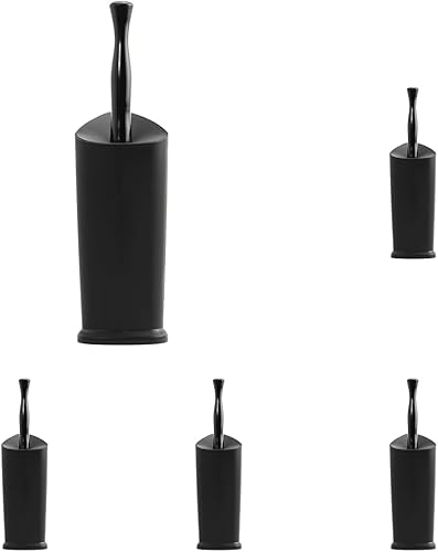 Miniatura 7 de Casabella Escobilla de inodoro con contenedor de almacenamiento y protector contra salpicaduras, 4 x 4 x 15.7 pulgadas, negro