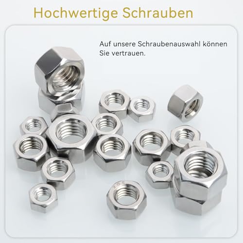 30 Stück Sechskantmutter M5, Mutter M5 Edelstahl A2 V2A Sechskantmuttern, Edelstahlmutter Regelgewinde Mutter