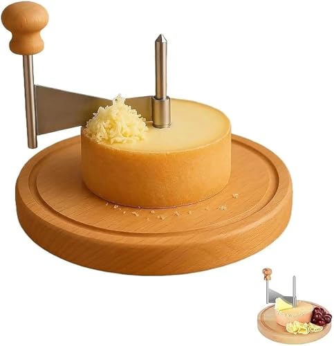 Cheese Curler Wheel with Lid, Stainless Steel Flower Maker Slicer for Chocolate and Hard Cheese, Sharp Blade with Wooden Base(No lid)