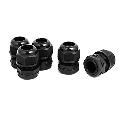 Aexit M25 6mm Transmission 2 Holes Cable Gland Pipe Connector Joints Black 5pcs