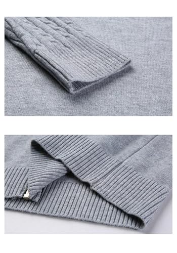 Men's Full-Zip Slim-Fit Cardigan, Solid Color, Stand-Up Collar, Twist-Striped Casual Knit Cardigan4