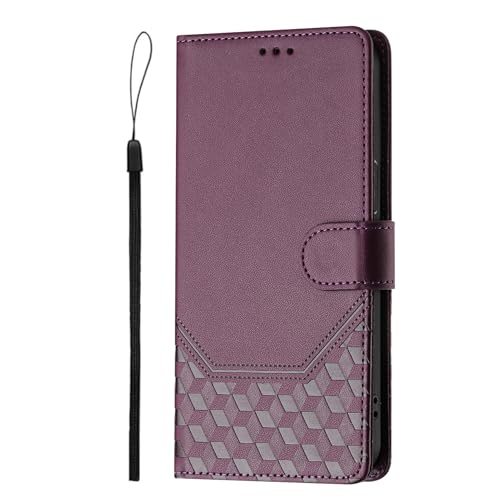 Lederen iPhone 16 hoes portemonnee met kaartvakken, magneetsluiting, schokbestendig, standfunctie, paars