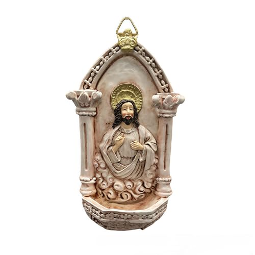Religious Resins Craft Sculpture Holy Water Font Wall Mounted Ornament Vintage Themed Decorative Piece Holy Water Font