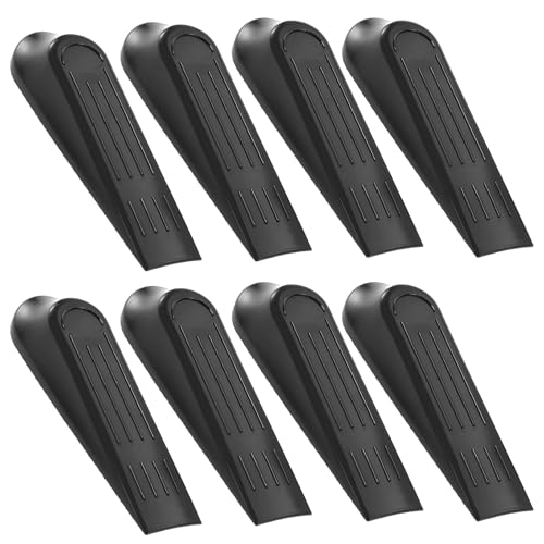 8pcs Door Stoppers Heavy Duty Rubber Doorstops Wedge Indoors Rubber Non-Slip Sturdy Stackable Door Stop for Carpets Tiles Concrete Wood Floors Commercial Home and Offices Black