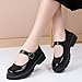 XMM Mary Jane Shoes Black Platform Chunky Mary Janes for Women Ladies Comfort Leather Dressy Casual Cute Girls Kawaii Lolita School Trendy Work Shoes US 5