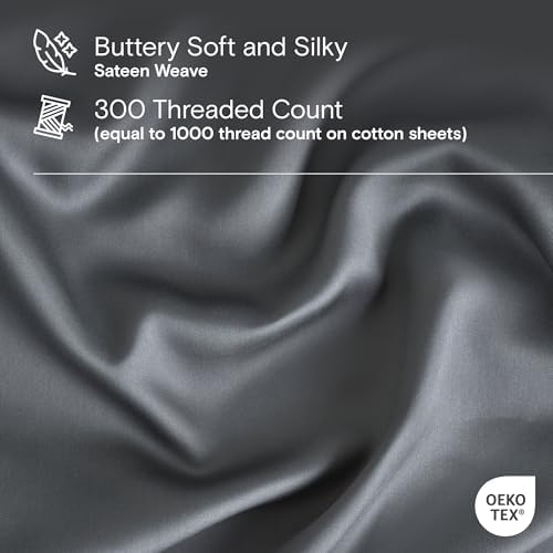 DOZ Duvet Cover Set, 100% Viscose derived from Bamboo, Organically Grown, Buttery Soft, Cooling Duvet Covers, High GSM, 1 Duvet Cover and 2 Pillowcases, 90"x90" (Storm, Full/Queen) - Thumbnail 3
