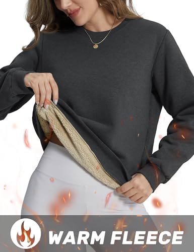 Image of TACVASEN Women's Crewneck Sweatshirt Fleece Lined Sherpa Pullover Winter Shirt Warm Sweaters Long Sleeve Tops