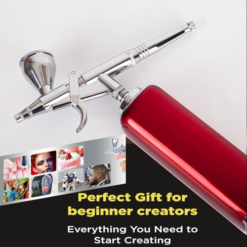 Image of I-BEAUTEE Trigger Control for Startup Cordless Airbrush kit with Compressor,High Airflow Miniature Painting Tool, Temporary Tattoo, air Brush Pen for Model Hair Barber Enhancement, Nail Art,Cake | Double-action airbrush kit