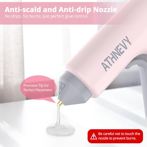 Image of Cordless Hot Glue Gun, 4V 10s Fast Preheat, USB-C, 2000mAh Battery with Indicator, Smart Temp Control, Anti-Drip, Auto-Off, 30x7mm Glue Sticks, DIY Crafts, Home Repair, School Project (Light pink)