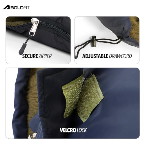 Image of Boldfit Sleeping Bag for Adults Premium Soft Padded Camping & Outdoor Travel Extreme Cold Sleep Bag for Low Temperature Upto 0C for Men & Women Upto 6'5'' Ideal for Trekking Certified - SleepMax Pro