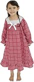 Summer Girls Long Sleeve Night Gowns, Red Plaid Nightgown for Kids, Cotton Vintage Summer Pajama Dre