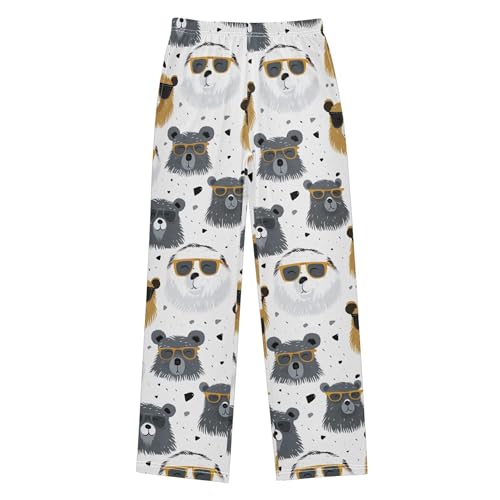 Bear Long Pajama Pants Elastic Waist PJ Bottoms with Pockets S A1110822
