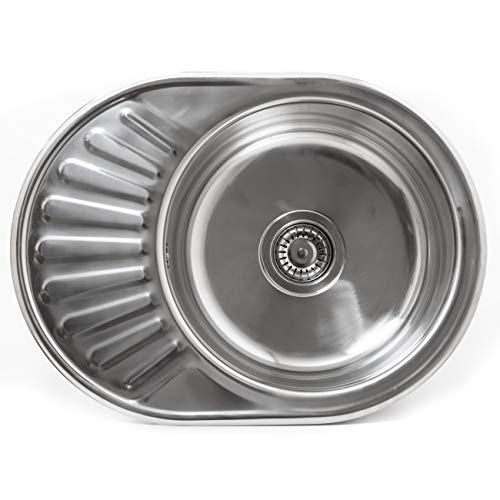 Preisvergleich Produktbild Küchenspüle Edelstahlspüle oval Rundbecken Spüle Edelstahl
