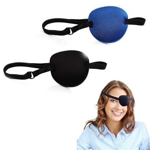 JOYVOX Adult Eye Patch 2 Pairs Adjustable Buckle Red Rayon Ideal for Strabismus Surgery Recovery Comfortable Fit
