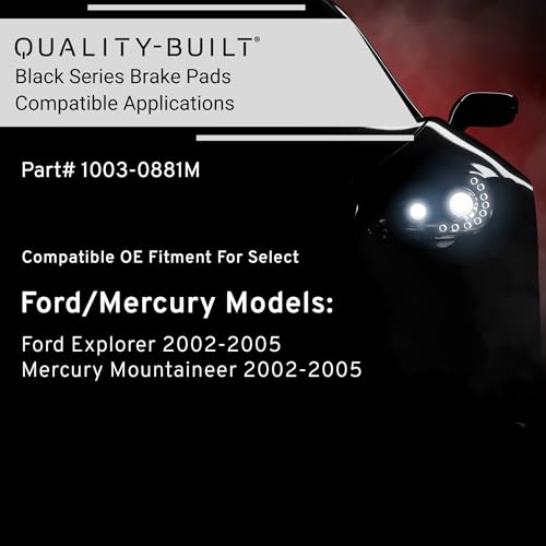 Image of QUALITY-BUILT Rear Semi-Metallic Brake Pads, Black Series 1003-0881M, Compatible with 2002-2005 Ford /Mercury (Explorer,Mountaineer)