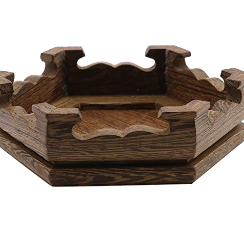 Pufguy Traditional Craft Wooden Base Wood Display Stand Oriental Hex Shape Pedestal #TOP3