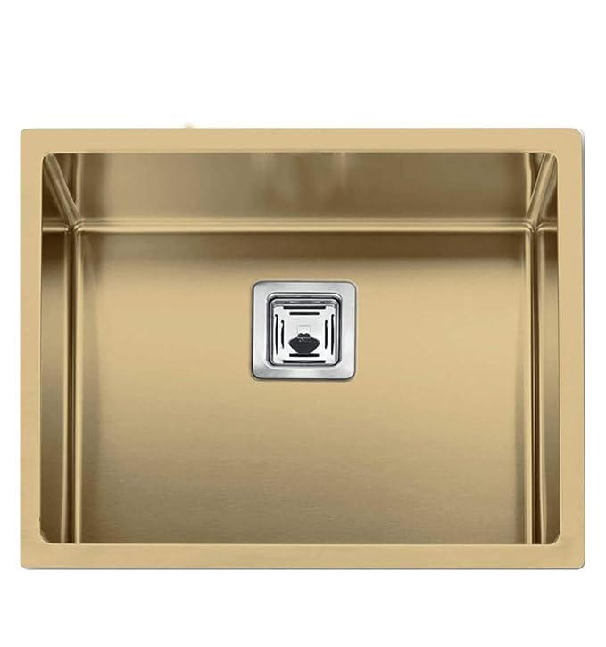 Image of EVANEX Handmade Single Bowl Kitchen Sink - 24x18x10 inch|304 Stainless Steel Sink with Matte Finish| Golden Kitchen Sink With Coupling, Waste Pipe & Vegetable Washing Basket|Sink for Kitchen Basin