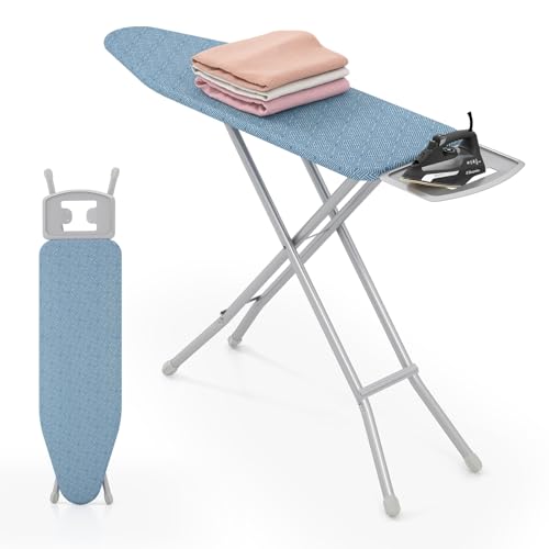 COSTWAY Ironing Board Full Size, 57” x 15” Foldable Iron Stand w/ 7-Level Height Adjustable, Heat-Resistant Ironing Cover, Heavy-Duty Metal Frame, Compact Iron Table for Home, Laundry Room (Blue)
