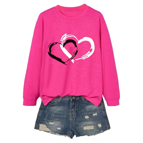 Women's Casual Fashion Round Neck Long Sleeve T Shirt Perfect for Valentine's Day Comfortable and Trendy Base Layer (S)