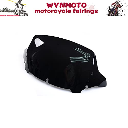 WYNMOTO 10.5 Inch Black Wave Windshield Windscreen Compatible for Harley Touring Street Glide/Electra Glide/Tri Glide FLHT FLHX FLHTCU FLHTC FLHTK/Tri-Wheel Glide 2014-2019 (Black)