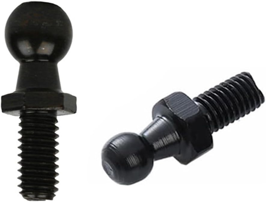 Qty 2 10mm Ball Studs M8 with Hardware Nuts Washers 5/16-18 Thread x 1/2" Long Shank for Universal Gas Lift Support Strut Ended Bonnet Fittings, Pack of 2 (Black, M8)