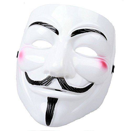 AStorePlus Funny V for Vendetta White Mask, Cosplay Guy Fawkes Mardi Gras Party Mask Halloween Costume Accessory