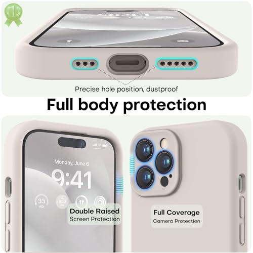 Image of LOVE 3000 Designed for iPhone 14 Pro Max Case, Premium Silicone with [Soft Anti-Scratch Microfiber Lining] Shockproof Protective Phone Case for Men Women Girls 6.7 inch, Stone