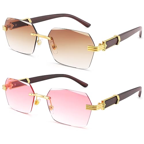 Image of COASION Fashion Rimless Frameless Sunglasses for Women Men Y2k Retro Sun Glasses Square Tinted Glasses