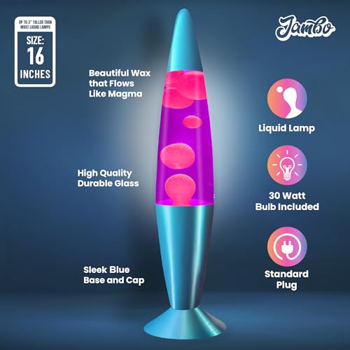 Image of JAMBO 16 inch Beautiful Lamp- Purple with Pink Wax, Relaxing Liquid Light, Night Light Nightlight, Home Decor Living Room Office Bedroom Lamp for Adults Teens Kids, Magma Motion