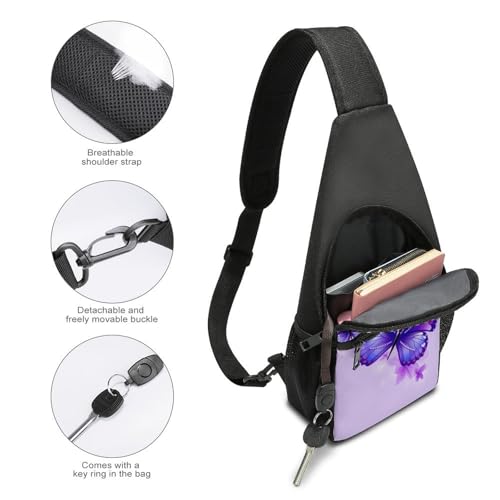 Bolso bandolera casual Purple Butterfly para mujer y hombre miniatura 4