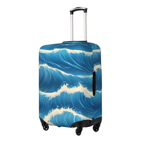 Blue Ocean Wavy Seascape Print Fashionable Suitcase Cover Personalized Luggage Protector for Travel and Business2