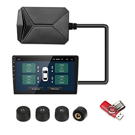 Jansite USB Android Tire Pressure Monitoring System TPMS Receiver Car Vehicle USB Tire Pressure Monitoring System DC 5V External Sensors Monitor Alarm Android Car Navigation Display