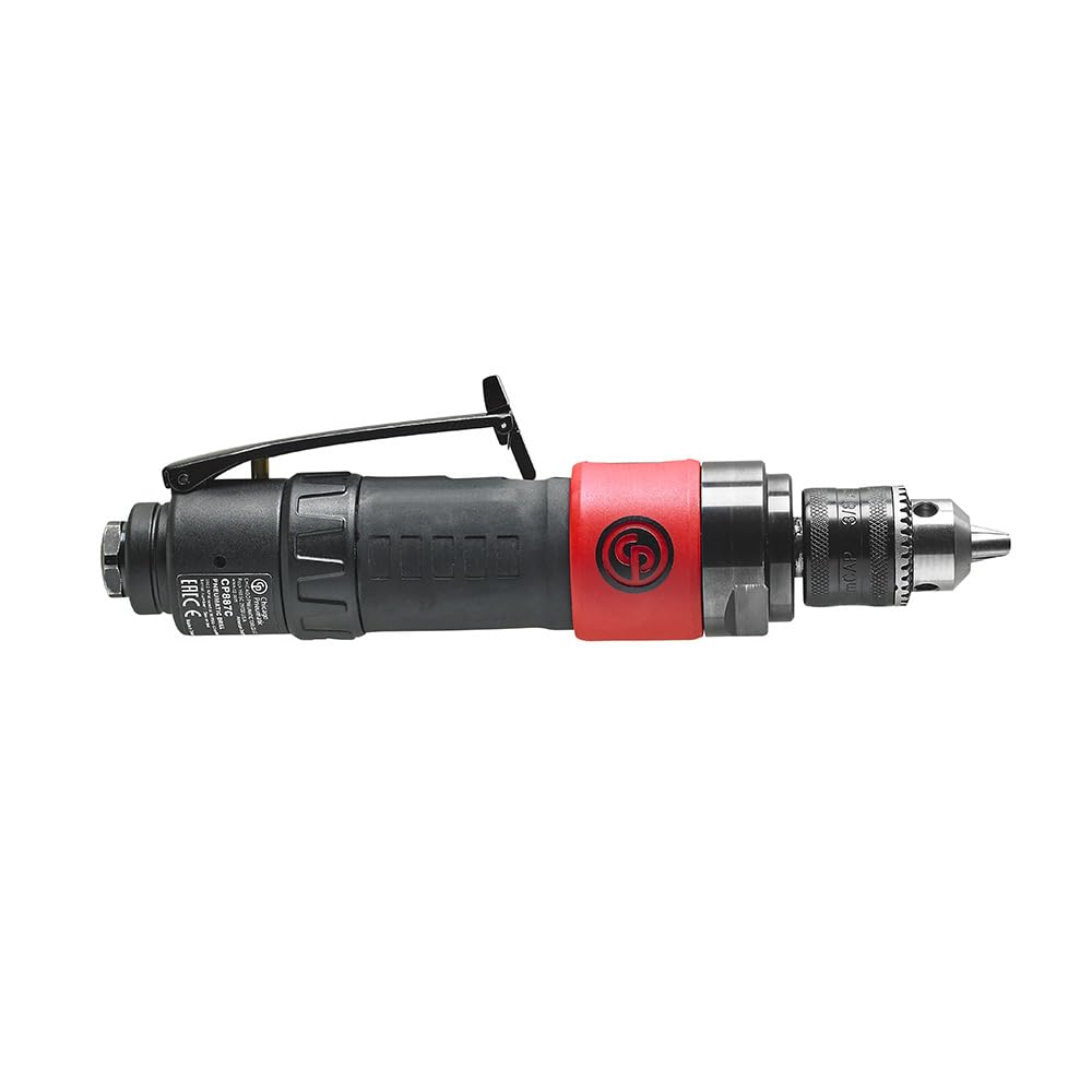 Chicago Pneumatic CP887C - Air Power Drill, Hand Drill, Power Tools & Home Improvement, 3/8 Inch (10 mm), Keyed Chuck, Straight Handle, 0.4 HP / 300 W, Stall Torque 3.8 ft. lbf / 5.1 NM - 2100 RPM