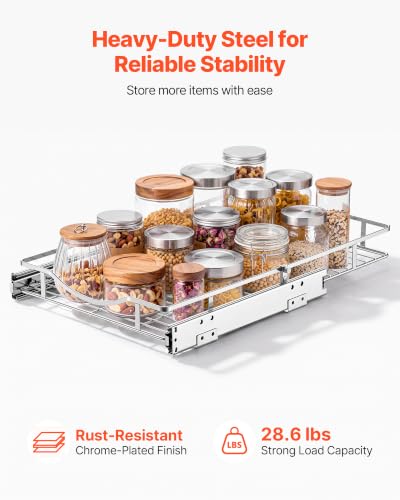 Image of VEVOR Pull Out Cabinet Organizer 14.06 inchW x 20.94 inchD Steel Slide Out Drawers