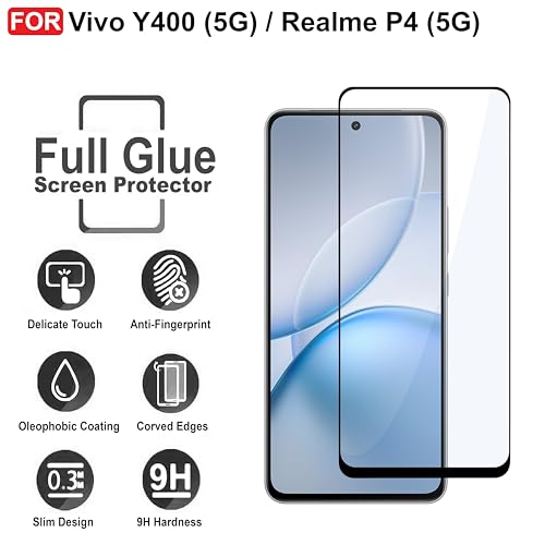 Image of CEDO Tempered Glass for Vivo Y400 (5G) / Realme P4 (5G) | Screen Protector Full HD Quality Tempered Glass Anti-Scratch Edge to Edge Coverage with Easy Installation Kit (Black)