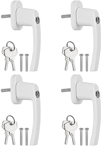 Zpengtai Manilla Ventana Manija de Ventana Universal, Llave de Bloqueo, Doble acristalamiento, manija de Puerta de balcón, 4 Uds. Manilla Puerta Ventana(Left Hand)