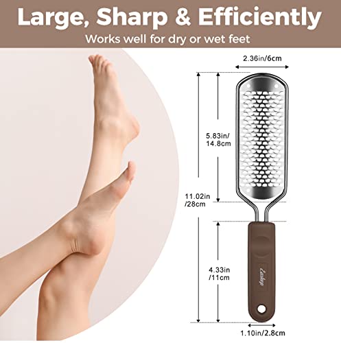 Foot File Foot Scrubber Pedicure - Callus Remover for Feet Easkep Professional Foot Grater Rasp Foot Scraper Corns Callous Removers Dry Skin Cracked Dead Skin Remover for Dry and Wet Feet (Silver)…