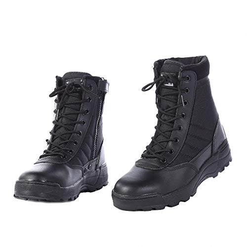 Tebapi Mens Backpacking Boots Military Leather Boots for Men Bot Infantry Tactical Boots Army Bots Army Shoes Hombre Black 10
