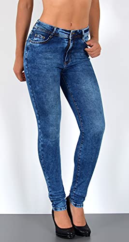 ESRA-Damen-Jeans-Jeanshose-Damen-Skinny-High-Waist-Hochbund-Stretch-Hose-bis-Uebergroesse-S700