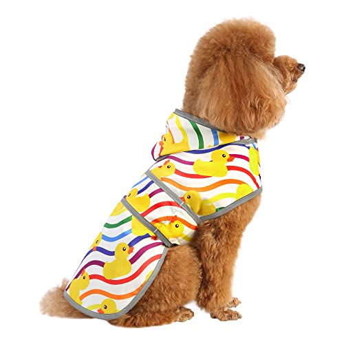 Dog Raincoat with Hood, Rain Coat for Dogs Adjustable Belly Strap, Reflective Strips, Lightweight Slicker Dogs Rain Jacket for Small Medium Large Dogs and Puppies