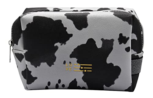 Ranvi Makeup Bag Waterproof Cosmetic Bag Cow Animal Makeup Bag Gifts for Girl Women Bag zipper Portable Makeup Case Cute Toiletry Bags Travel Cosmetic Bag