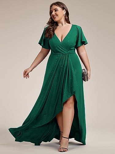 Image of Ever-Pretty Womens Glitter High Low Plus Size Cocktail Wedding Guest Dress