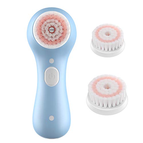 Liberex Brosse Nettoyante Visage Électrique avec 2 Têtes Brossantes RF100 - Brosse Faciale Rechargeable Exfoliante pour Femme Homme, Rotatif, 2 Modes de Vitesse, Minuterie Intelligente