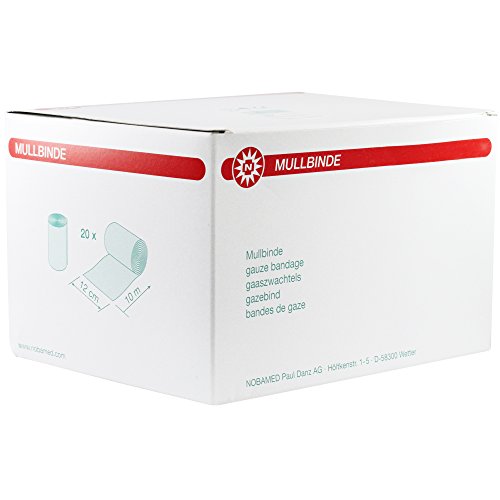 20 x NOBAMED Mullbinde Baumwolle 10 m, Größen:12 cm