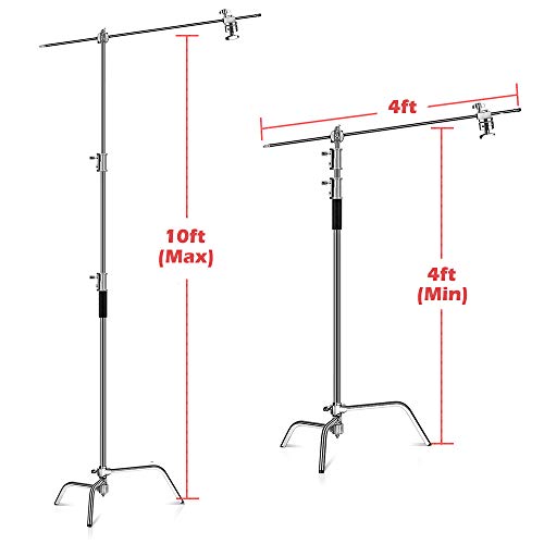 Image of Pro C Stand with Boom Arm, Heavy Duty Light Stand for Photography Studio Video Reflector, Monolight, Softbox and Other Equipment