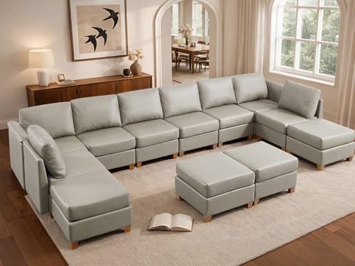 GARTMILAN Leather Sectional Couches for Living Room, Modular Sectional Sofa