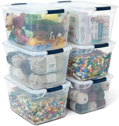 Rubbermaid Cleverstore Clear 32 Qt, 6 Pack Stackable Plastic Stor...