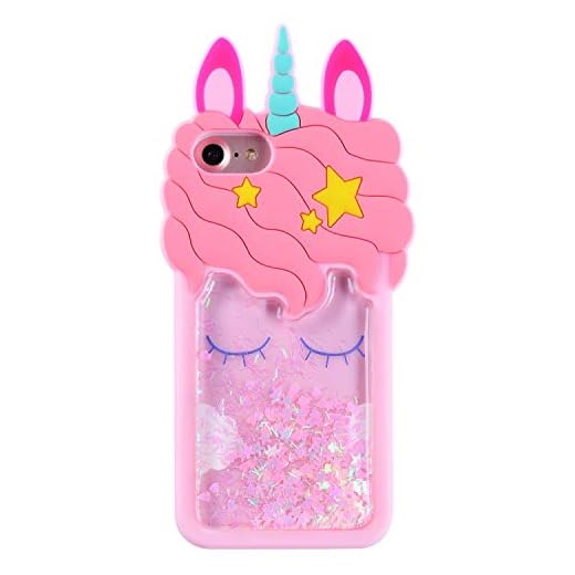 Coralogo Case Compatible for iPod Touch 7/6/5, Cute Animal Cartoon Fashion Soft Cover Shockproof Shell Girls Women, Bling Fun Funny Silicone Protective Cases Skin for iTouch 5/6/7 (Quicksand Unicorn